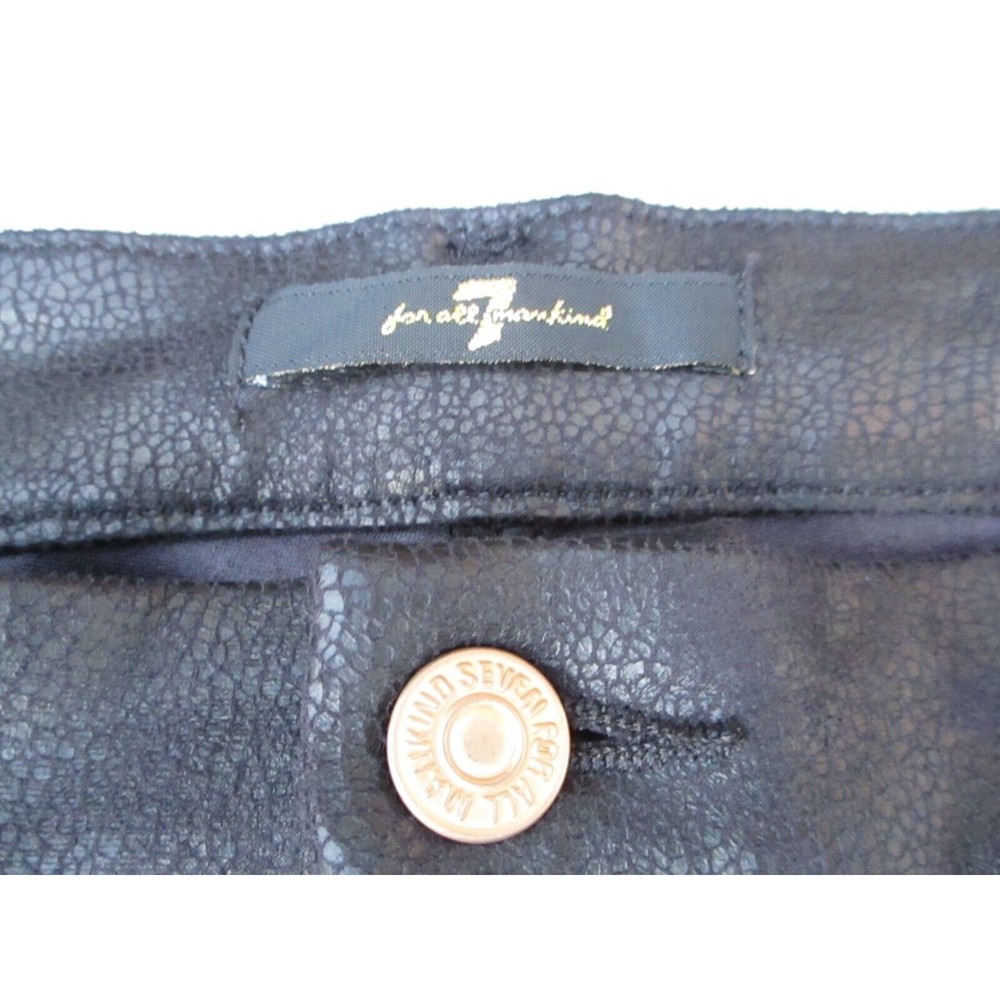 7 for all Mankind Jeans Jeggings Size 32 Black Faux/Vegan Leather Skinny Pants - Picture 10 of 16